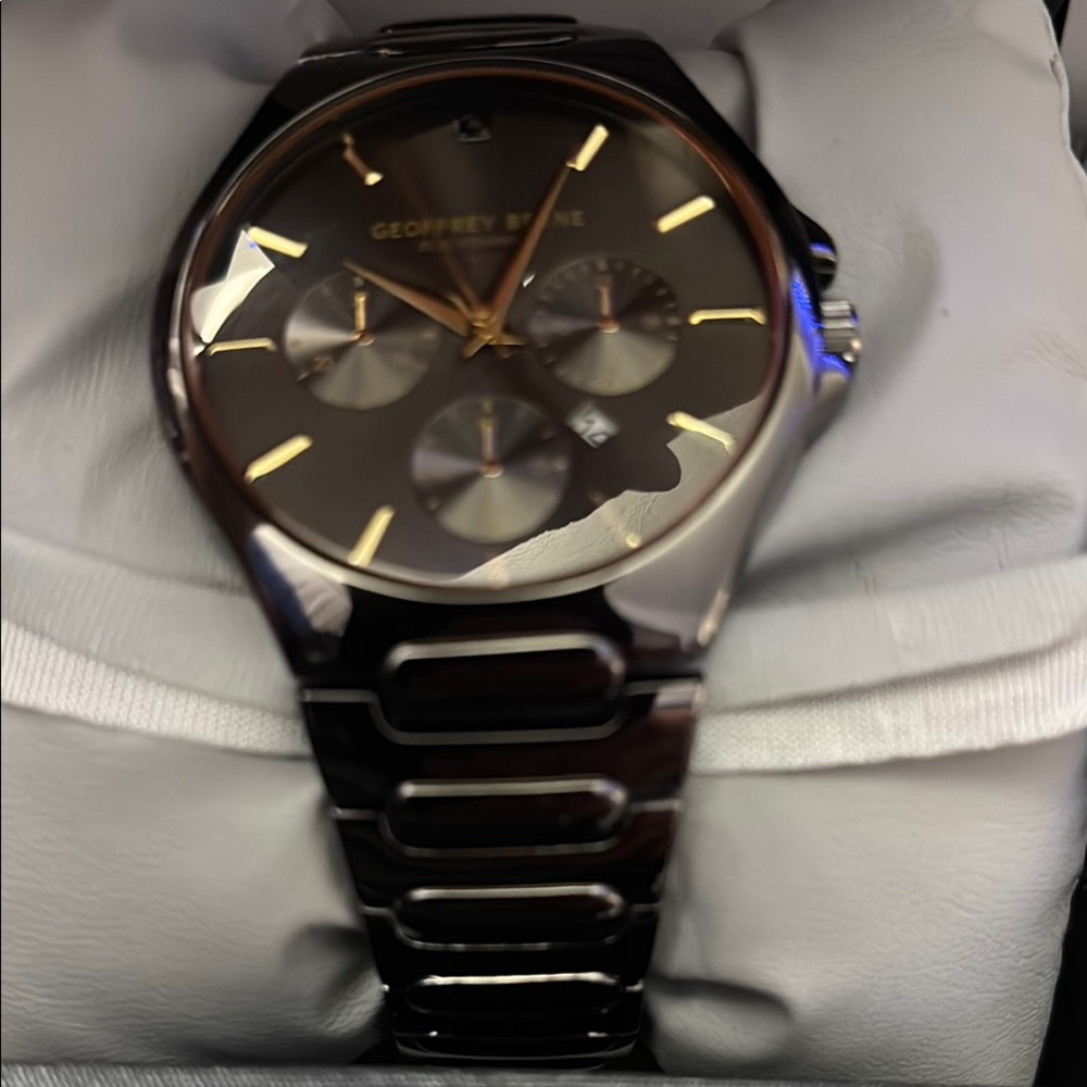 Geoffrey Beene Black and Gold Chronograph Watch